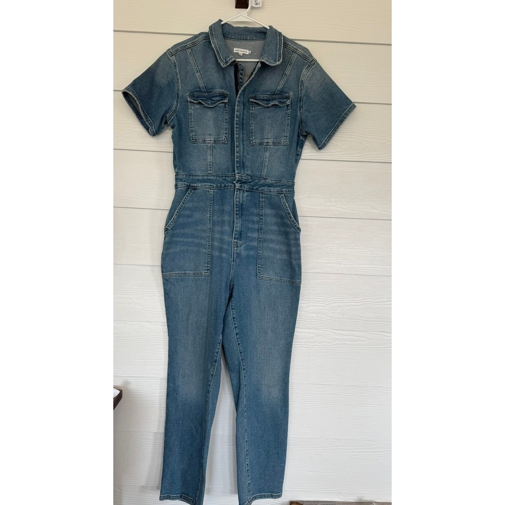 #B- 001- Good American Fit for Success Denim Jumpsuit Blue Short Sleeve Utility